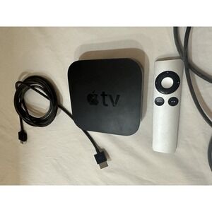 Apple TV 3rd Gen Black A1469 w/ Power Cord And Remote Tested/Working